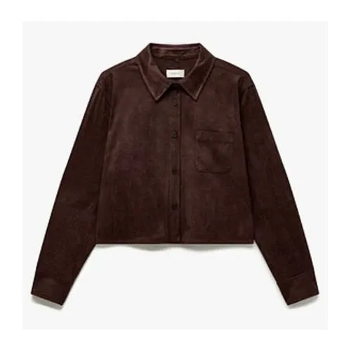 Synthetic Suede Setup Crop Shirt